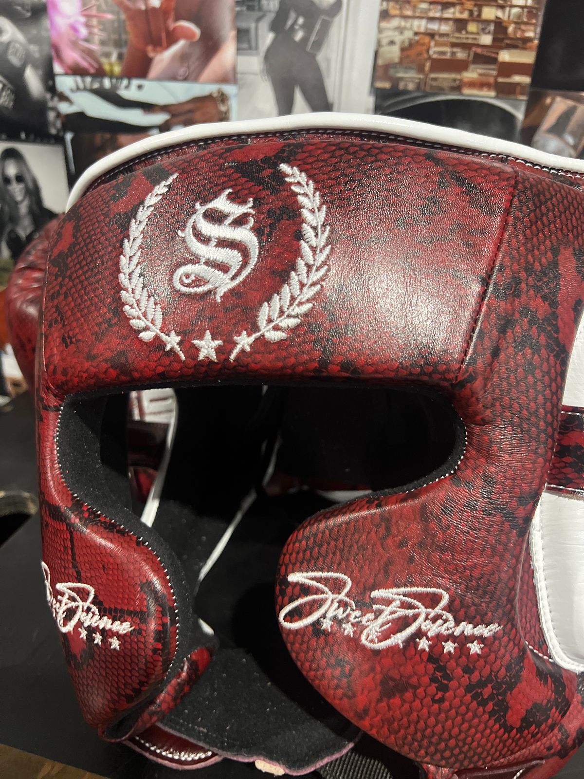 Red Snakeskin Size M Boxing Head Guard