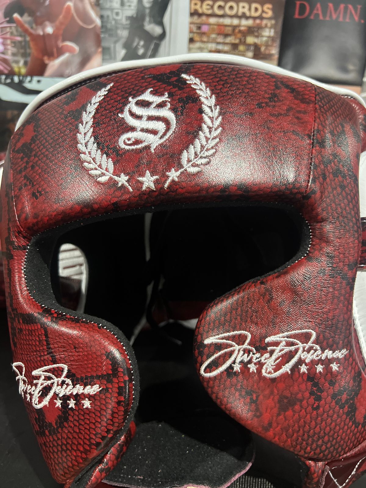 Red Snakeskin Size M Boxing Head Guard