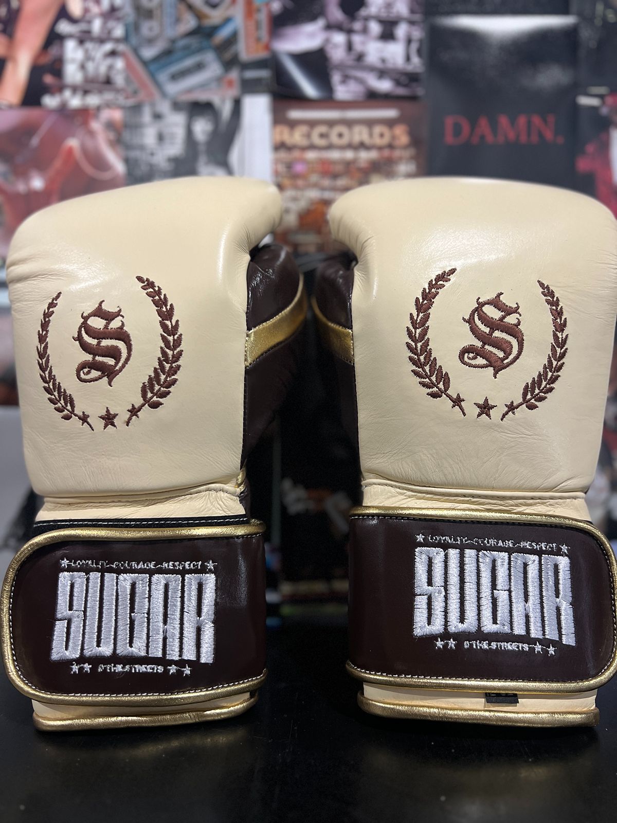 Hazelnut Vanilla and Gold 12Oz Velcro Boxing Gloves