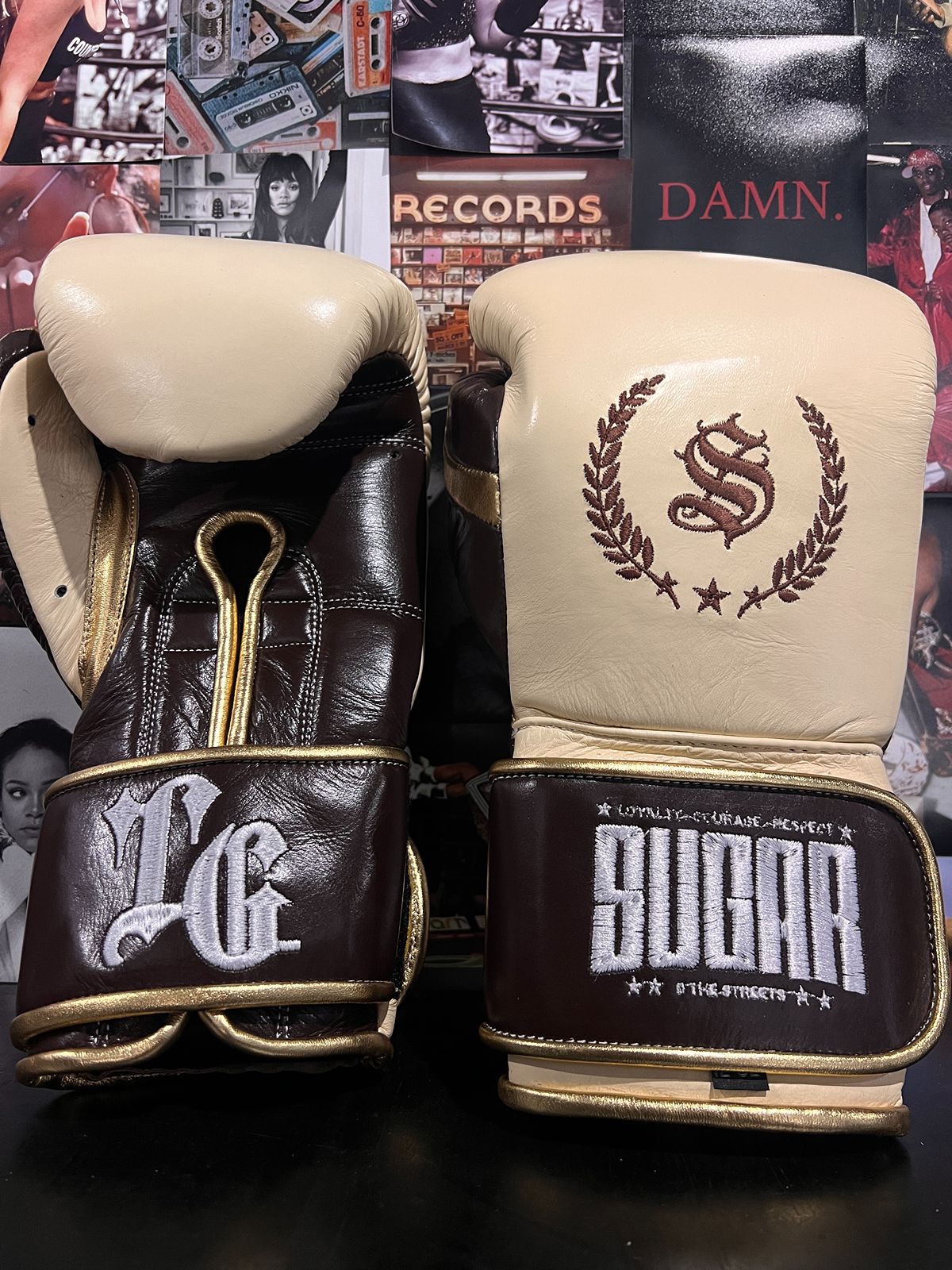 Hazelnut Vanilla and Gold 12Oz Velcro Boxing Gloves