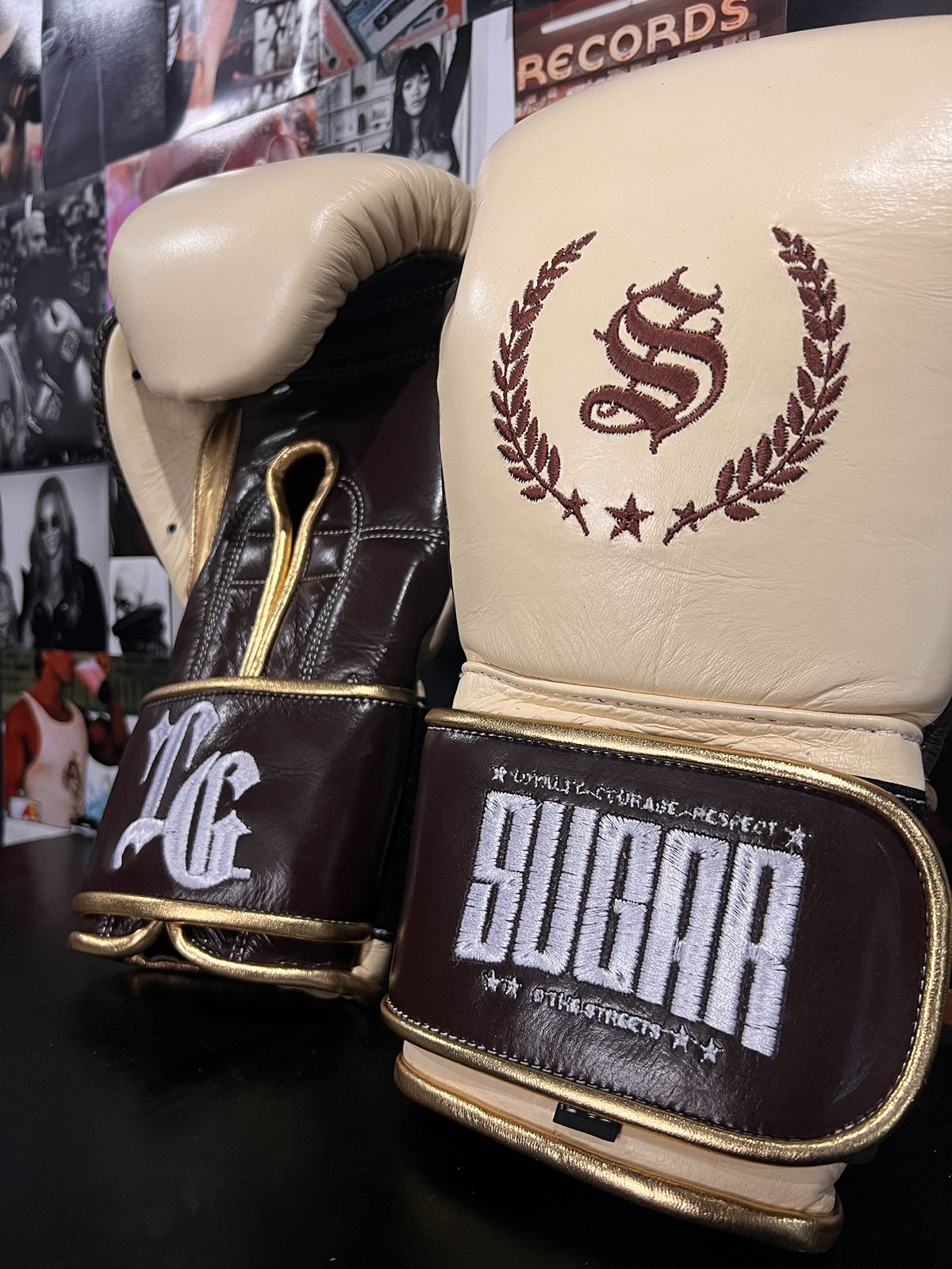 Hazelnut Vanilla and Gold 12Oz Velcro Boxing Gloves