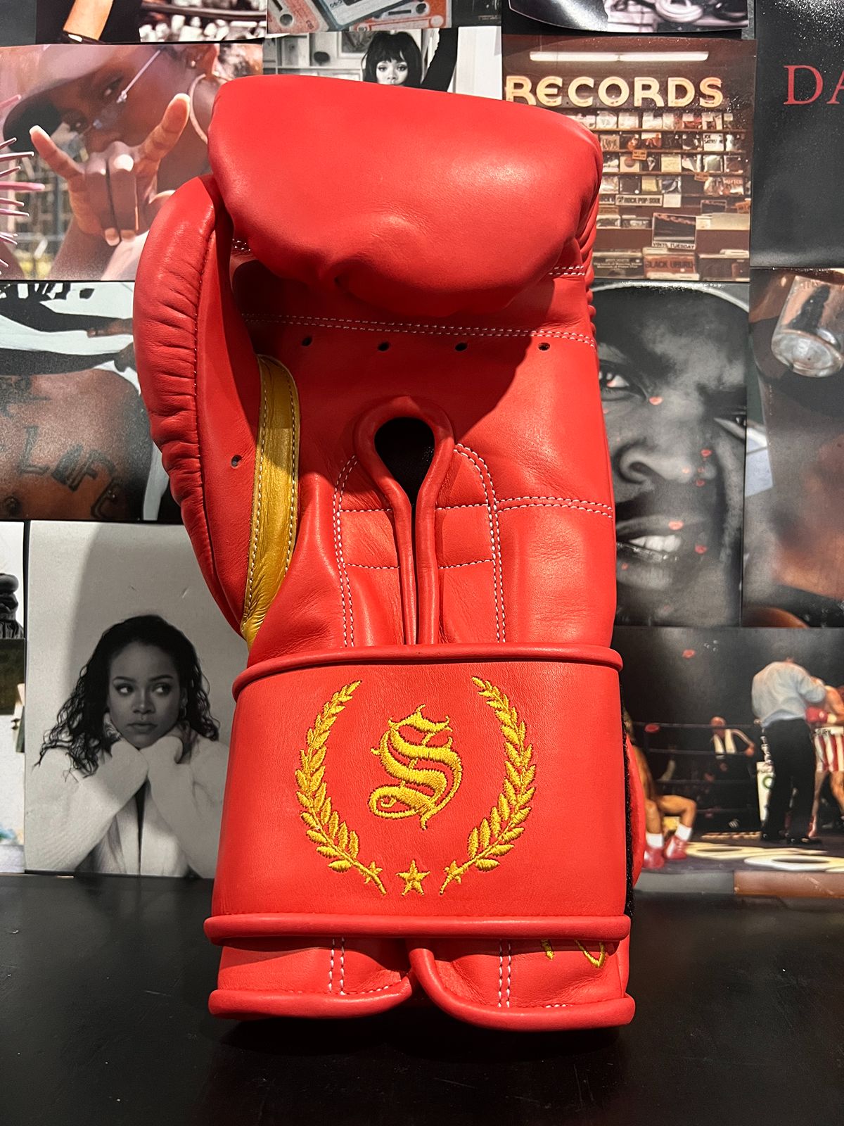 Vintage Red and Gold 14Oz Velcro Boxing Gloves