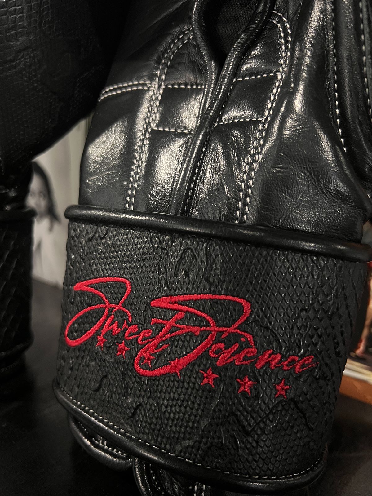 Black Snakeskin and Fire Red 12Oz Velcro Boxing Gloves